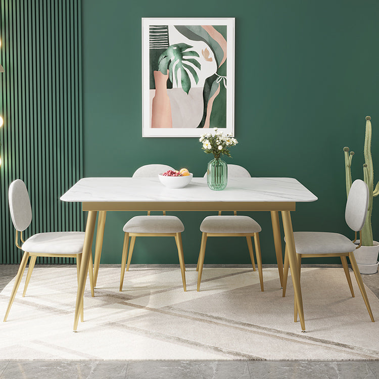 Luxury Style Sintered Stone Dining Table 4 Legs Base Rectangle Table for Home Clearhalo ' dining_table' 'Dining Tables & Seating' 'Dining Tables' 'furn' 'furn_dining_table' 'Furniture' 'furniture_dining_table' 'Kitchen & Dining Furniture' 'kitchen&dining_furn' 'kitchen' 'kitchen_dining_table' 3901423