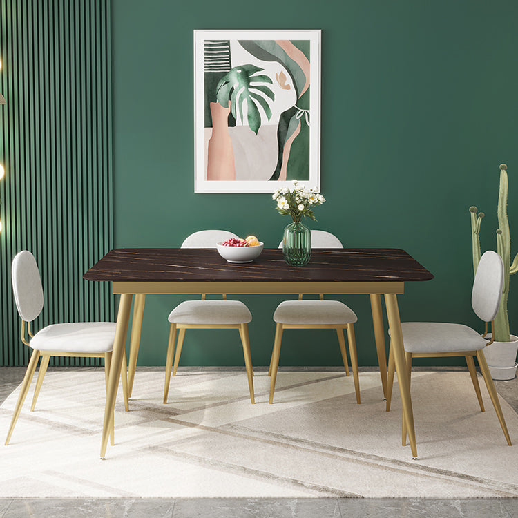 Luxury Style Sintered Stone Dining Table 4 Legs Base Rectangle Table for Home Clearhalo ' dining_table' 'Dining Tables & Seating' 'Dining Tables' 'furn' 'furn_dining_table' 'Furniture' 'furniture_dining_table' 'Kitchen & Dining Furniture' 'kitchen&dining_furn' 'kitchen' 'kitchen_dining_table' 3901424