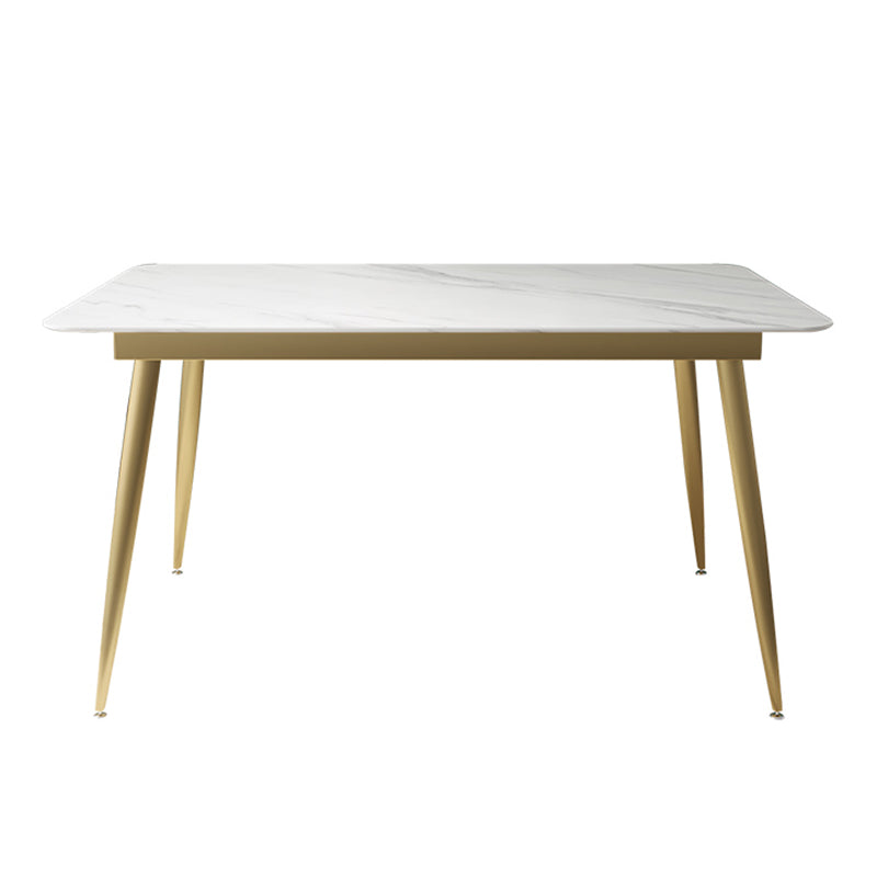 Luxury Style Sintered Stone Dining Table 4 Legs Base Rectangle Table for Home White Without Chairs Clearhalo ' dining_table' 'Dining Tables & Seating' 'Dining Tables' 'furn' 'furn_dining_table' 'Furniture' 'furniture_dining_table' 'Kitchen & Dining Furniture' 'kitchen&dining_furn' 'kitchen' 'kitchen_dining_table' 3901425