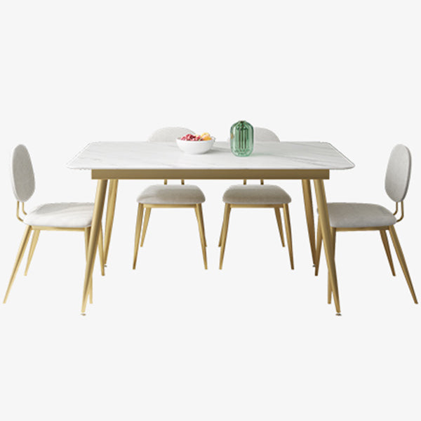 Luxury Style Sintered Stone Dining Table 4 Legs Base Rectangle Table for Home Clearhalo ' dining_table' 'Dining Tables & Seating' 'Dining Tables' 'furn' 'furn_dining_table' 'Furniture' 'furniture_dining_table' 'Kitchen & Dining Furniture' 'kitchen&dining_furn' 'kitchen' 'kitchen_dining_table' 3901430