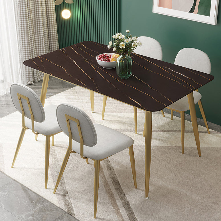 Luxury Style Sintered Stone Dining Table 4 Legs Base Rectangle Table for Home Clearhalo ' dining_table' 'Dining Tables & Seating' 'Dining Tables' 'furn' 'furn_dining_table' 'Furniture' 'furniture_dining_table' 'Kitchen & Dining Furniture' 'kitchen&dining_furn' 'kitchen' 'kitchen_dining_table' 3901431