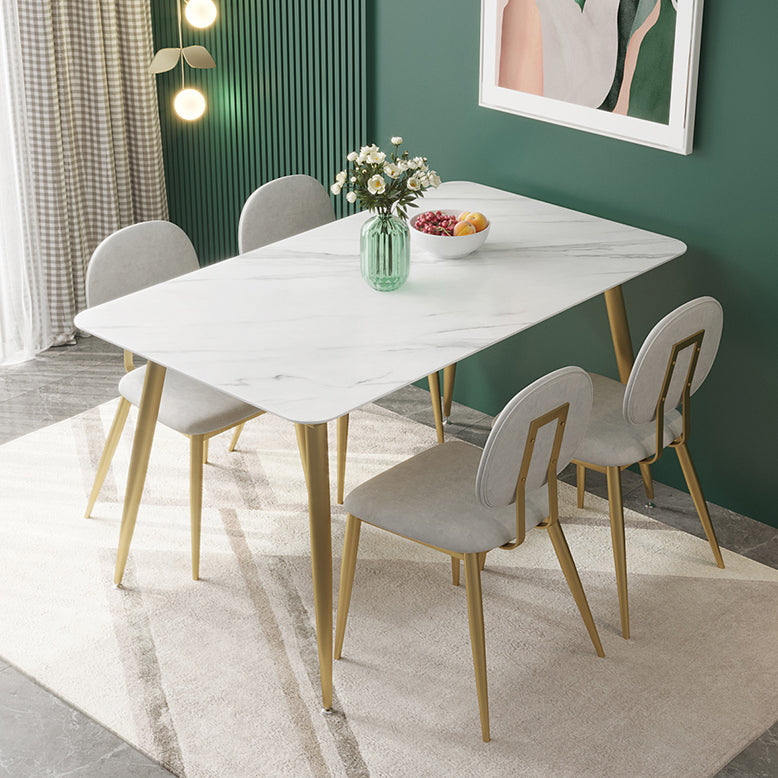 Luxury Style Sintered Stone Dining Table 4 Legs Base Rectangle Table for Home Clearhalo ' dining_table' 'Dining Tables & Seating' 'Dining Tables' 'furn' 'furn_dining_table' 'Furniture' 'furniture_dining_table' 'Kitchen & Dining Furniture' 'kitchen&dining_furn' 'kitchen' 'kitchen_dining_table' 3901432