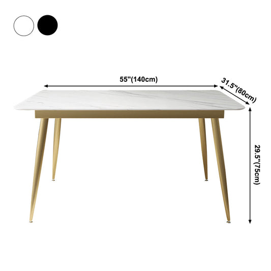 Luxury Style Sintered Stone Dining Table 4 Legs Base Rectangle Table for Home