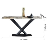 Minimalist Kitchen Gray Dining Table Sintered Stone Rectangle Dining Table with Pedestal Base Clearhalo ' dining_table' 'Dining Tables & Seating' 'Dining Tables' 'furn' 'furn_dining_table' 'Furniture' 'furniture_dining_table' 'Kitchen & Dining Furniture' 'kitchen&dining_furn' 'kitchen' 'kitchen_dining_table' 3901452