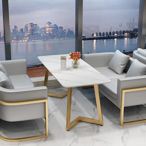 Traditional Luxury Style Dining Table White Sintered Stone Table for Dining Room Clearhalo ' dining_table' 'Dining Tables & Seating' 'Dining Tables' 'furn' 'furn_dining_table' 'Furniture' 'furniture_dining_table' 'Kitchen & Dining Furniture' 'kitchen&dining_furn' 'kitchen' 'kitchen_dining_table' 3901463