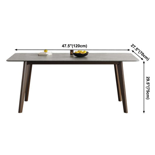 Solid Wood Contemporary Rectangular Dining Table Sintered Stone Top Table with 4 Legs