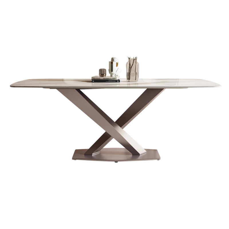 Glam Sintered Stone Kitchen Dining Table White Kitchen Dining Table with Pedestal Base Without Chairs Clearhalo ' dining_table' 'Dining Tables & Seating' 'Dining Tables' 'furn' 'furn_dining_table' 'Furniture' 'furniture_dining_table' 'Kitchen & Dining Furniture' 'kitchen&dining_furn' 'kitchen' 'kitchen_dining_table' 3901535