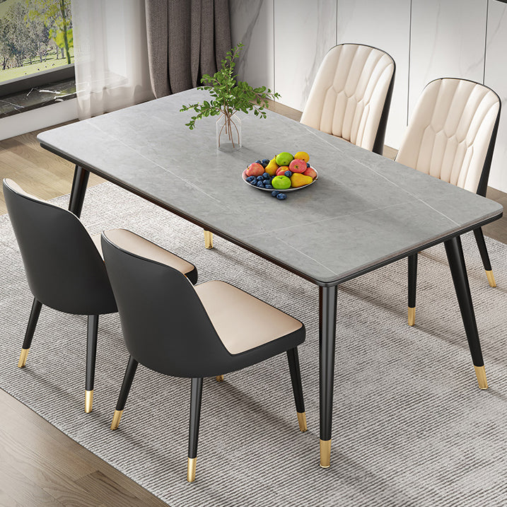 Rectangle Sintered Stone Dining Table Simplicity 4 Legs Table for Dining Room Gray Without Chairs Clearhalo ' dining_table' 'Dining Tables & Seating' 'Dining Tables' 'furn' 'furn_dining_table' 'Furniture' 'furniture_dining_table' 'Kitchen & Dining Furniture' 'kitchen&dining_furn' 'kitchen' 'kitchen_dining_table' 3901543
