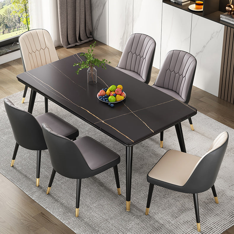 Rectangle Sintered Stone Dining Table Simplicity 4 Legs Table for Dining Room Black Without Chairs Clearhalo ' dining_table' 'Dining Tables & Seating' 'Dining Tables' 'furn' 'furn_dining_table' 'Furniture' 'furniture_dining_table' 'Kitchen & Dining Furniture' 'kitchen&dining_furn' 'kitchen' 'kitchen_dining_table' 3901545