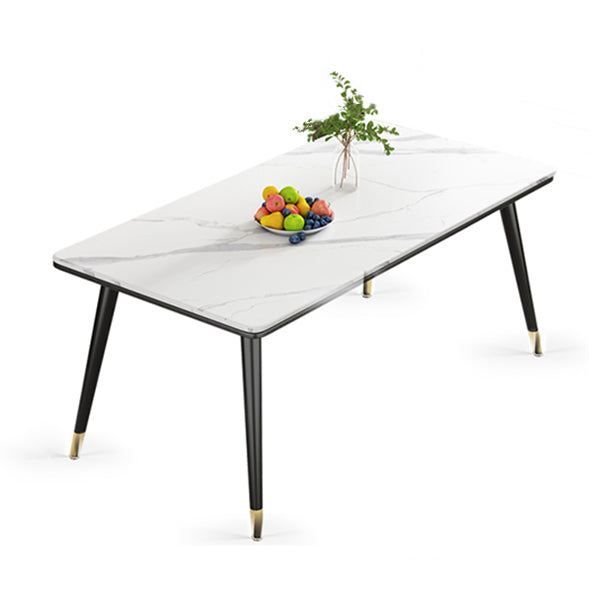 Rectangle Sintered Stone Dining Table Simplicity 4 Legs Table for Dining Room White Without Chairs Clearhalo ' dining_table' 'Dining Tables & Seating' 'Dining Tables' 'furn' 'furn_dining_table' 'Furniture' 'furniture_dining_table' 'Kitchen & Dining Furniture' 'kitchen&dining_furn' 'kitchen' 'kitchen_dining_table' 3901546