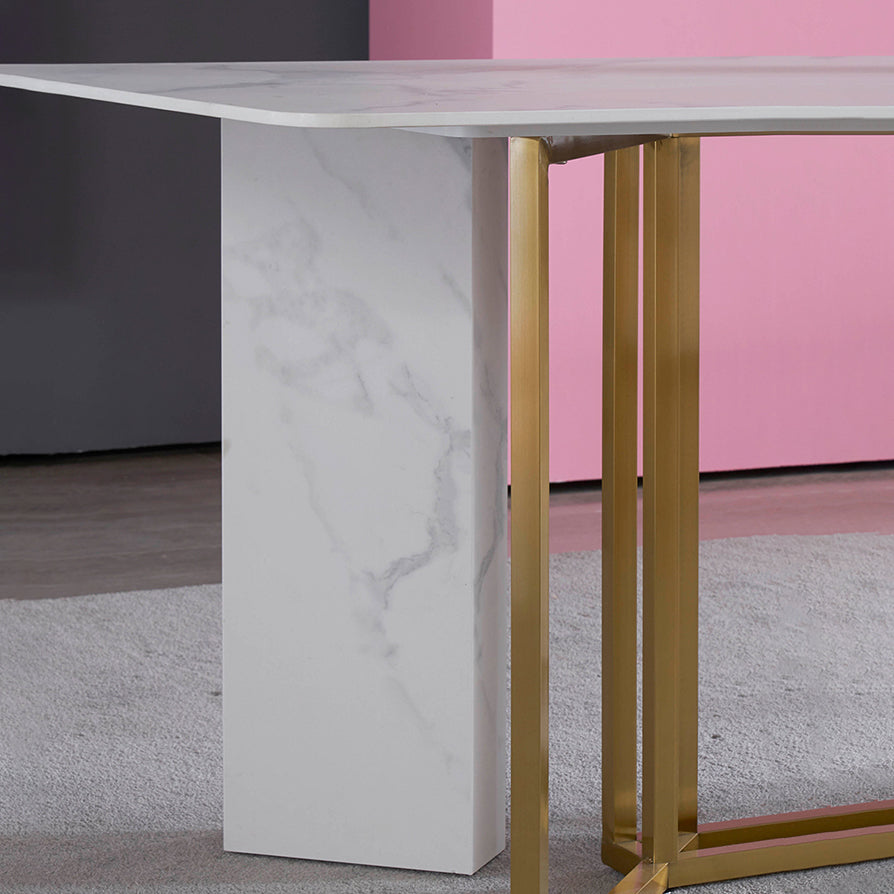 Traditional Luxury Rectangle Dining Table Stone Furniture for Dining Room Clearhalo ' dining_table' 'Dining Tables & Seating' 'Dining Tables' 'furn' 'furn_dining_table' 'Furniture' 'furniture_dining_table' 'Kitchen & Dining Furniture' 'kitchen&dining_furn' 'kitchen' 'kitchen_dining_table' 3901566