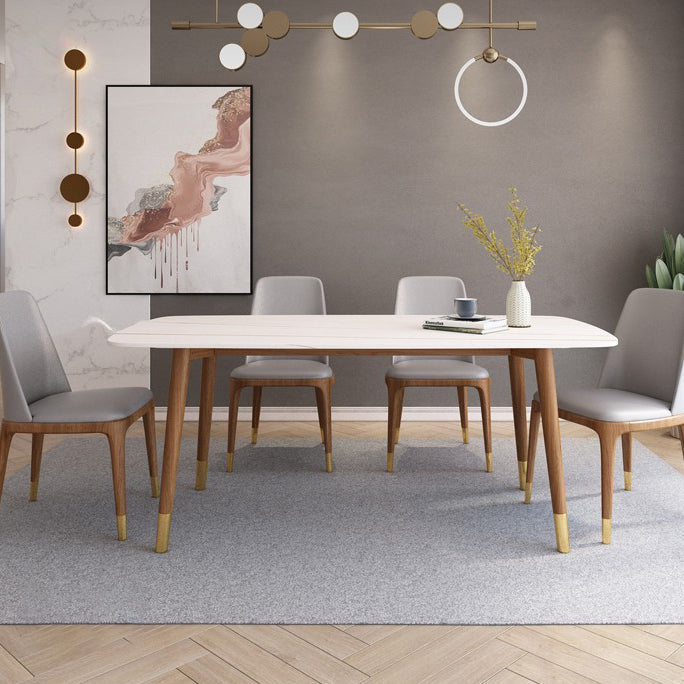 Simple White Rectangle Shape Dining Table Sintered Stone Standard Dining Table for Kitchen Clearhalo ' dining_table' 'Dining Tables & Seating' 'Dining Tables' 'furn' 'furn_dining_table' 'Furniture' 'furniture_dining_table' 'Kitchen & Dining Furniture' 'kitchen&dining_furn' 'kitchen' 'kitchen_dining_table' 3901591