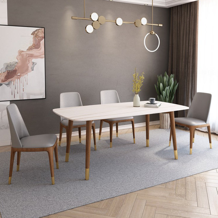 Simple White Rectangle Shape Dining Table Sintered Stone Standard Dining Table for Kitchen Clearhalo ' dining_table' 'Dining Tables & Seating' 'Dining Tables' 'furn' 'furn_dining_table' 'Furniture' 'furniture_dining_table' 'Kitchen & Dining Furniture' 'kitchen&dining_furn' 'kitchen' 'kitchen_dining_table' 3901600