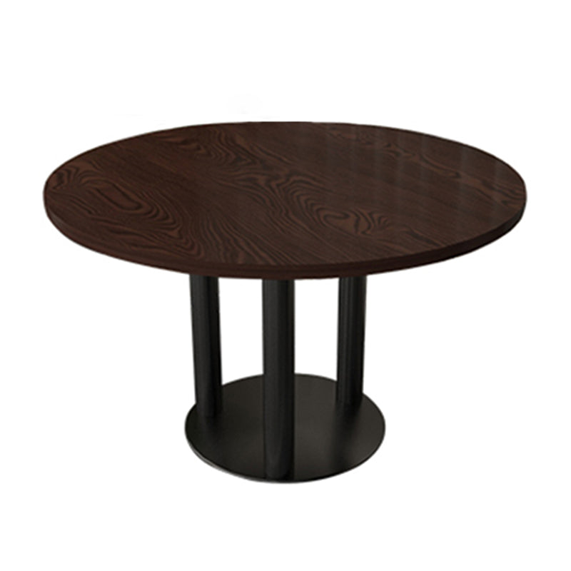 Industrial Wooden Dinner Room Kitchen Table Brown Table with Black Frame for Dining Room Pedestal 47.2"L x 47.2"W x 29.5"H Without Chairs Clearhalo ' dining_table' 'Dining Tables & Seating' 'Dining Tables' 'furn' 'furn_dining_table' 'Furniture' 'furniture_dining_table' 'Kitchen & Dining Furniture' 'kitchen&dining_furn' 'kitchen' 'kitchen_dining_table' 3901608