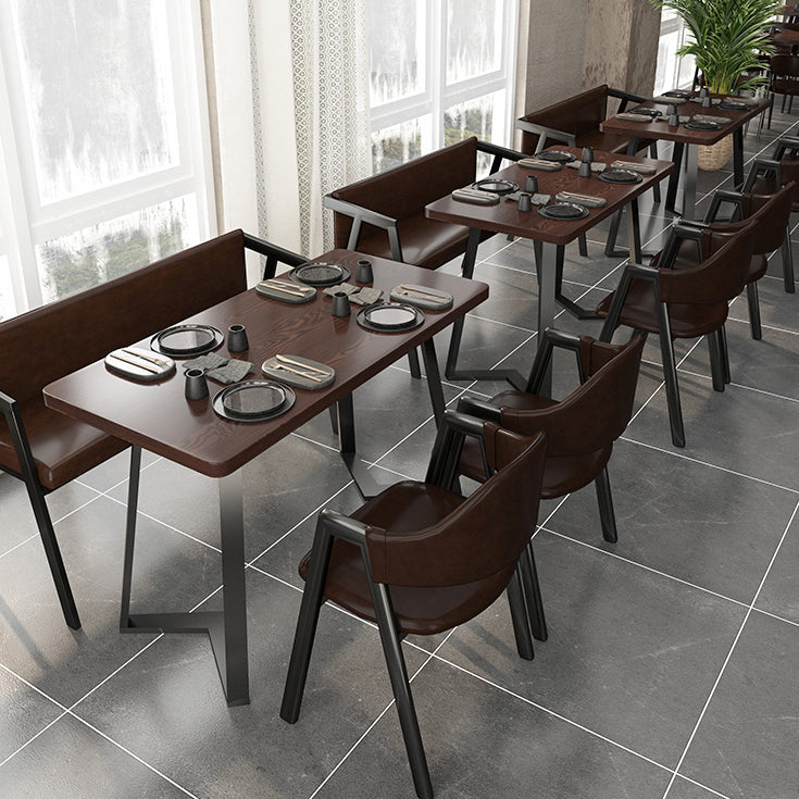 Industrial Wooden Dinner Room Kitchen Table Brown Table with Black Frame for Dining Room Clearhalo ' dining_table' 'Dining Tables & Seating' 'Dining Tables' 'furn' 'furn_dining_table' 'Furniture' 'furniture_dining_table' 'Kitchen & Dining Furniture' 'kitchen&dining_furn' 'kitchen' 'kitchen_dining_table' 3901611