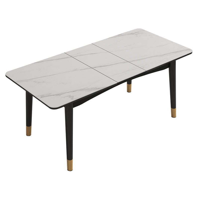 Extendable Sintered Stone Dining Table in White Modern Table with 4 Legs for Restaurant Without Chairs Clearhalo ' dining_table' 'Dining Tables & Seating' 'Dining Tables' 'furn' 'furn_dining_table' 'Furniture' 'furniture_dining_table' 'Kitchen & Dining Furniture' 'kitchen&dining_furn' 'kitchen' 'kitchen_dining_table' 3901631