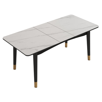 Extendable Sintered Stone Dining Table in White Modern Table with 4 Legs for Restaurant Without Chairs Clearhalo ' dining_table' 'Dining Tables & Seating' 'Dining Tables' 'furn' 'furn_dining_table' 'Furniture' 'furniture_dining_table' 'Kitchen & Dining Furniture' 'kitchen&dining_furn' 'kitchen' 'kitchen_dining_table' 3901631