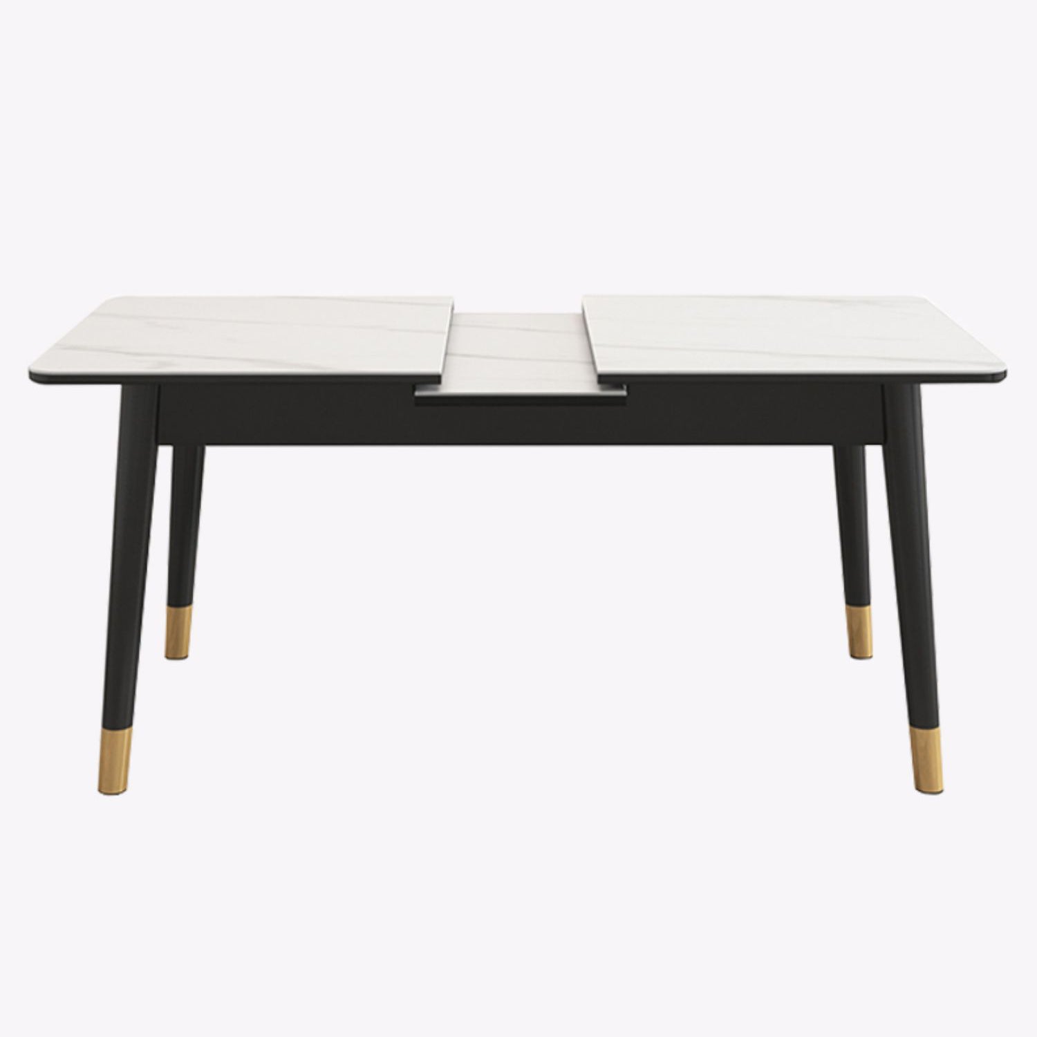 Extendable Sintered Stone Dining Table in White Modern Table with 4 Legs for Restaurant Clearhalo ' dining_table' 'Dining Tables & Seating' 'Dining Tables' 'furn' 'furn_dining_table' 'Furniture' 'furniture_dining_table' 'Kitchen & Dining Furniture' 'kitchen&dining_furn' 'kitchen' 'kitchen_dining_table' 3901635