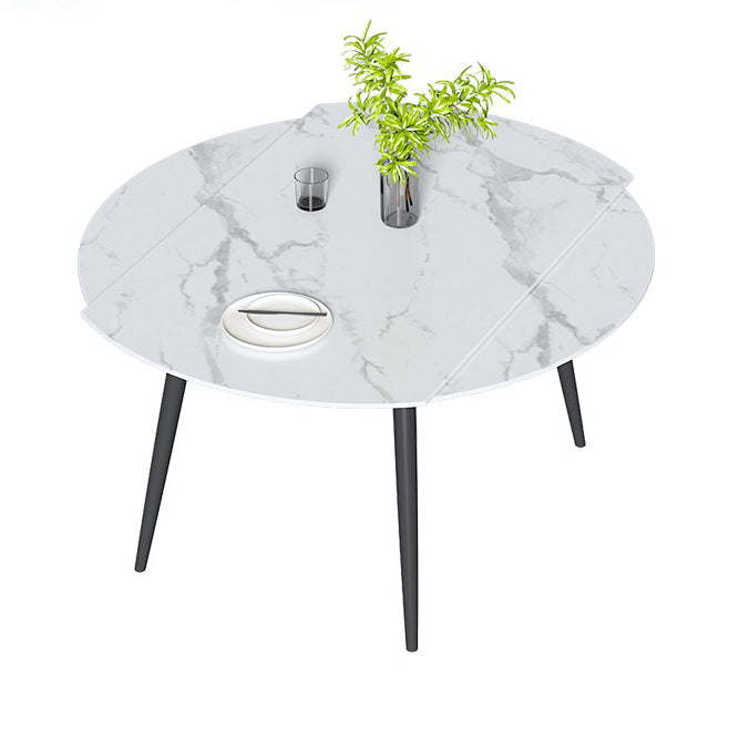 Sintered Stone Top Round Table for Restaurant Modern Dining Table with 4 Legs White Without Chairs Clearhalo ' dining_table' 'Dining Tables & Seating' 'Dining Tables' 'furn' 'furn_dining_table' 'Furniture' 'furniture_dining_table' 'Kitchen & Dining Furniture' 'kitchen&dining_furn' 'kitchen' 'kitchen_dining_table' 3901656