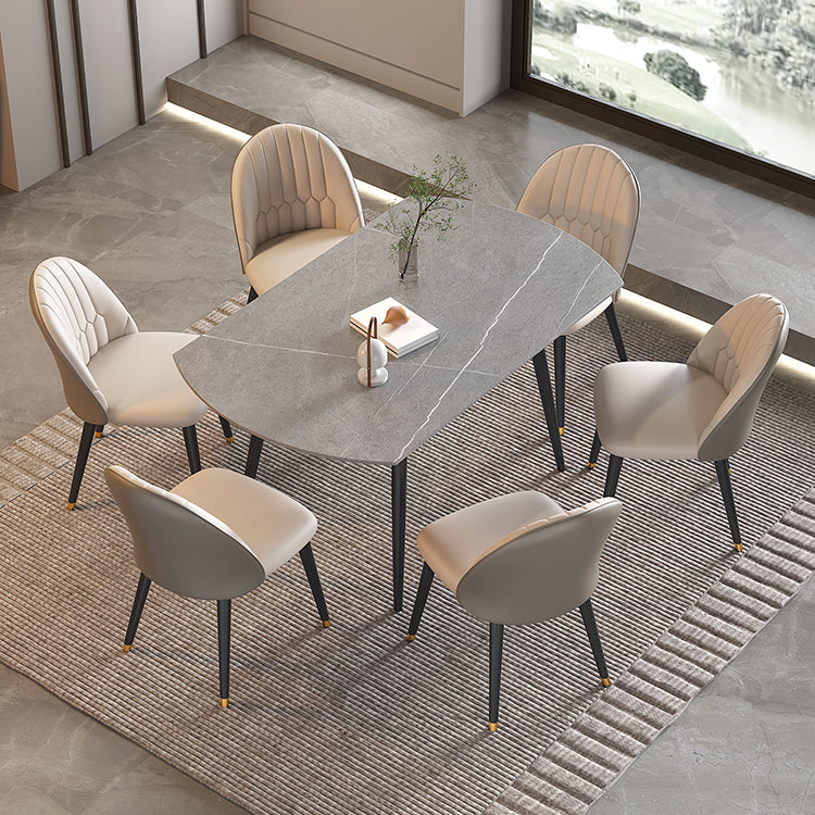 Sintered Stone Top Round Table for Restaurant Modern Dining Table with 4 Legs Clearhalo ' dining_table' 'Dining Tables & Seating' 'Dining Tables' 'furn' 'furn_dining_table' 'Furniture' 'furniture_dining_table' 'Kitchen & Dining Furniture' 'kitchen&dining_furn' 'kitchen' 'kitchen_dining_table' 3901657