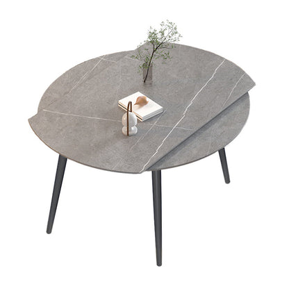 Sintered Stone Top Round Table for Restaurant Modern Dining Table with 4 Legs Grey Without Chairs Clearhalo ' dining_table' 'Dining Tables & Seating' 'Dining Tables' 'furn' 'furn_dining_table' 'Furniture' 'furniture_dining_table' 'Kitchen & Dining Furniture' 'kitchen&dining_furn' 'kitchen' 'kitchen_dining_table' 3901660