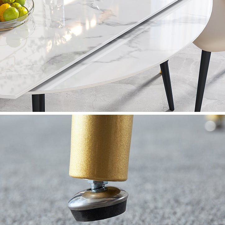 Sintered Stone Top Round Table for Restaurant Modern Dining Table with 4 Legs Clearhalo ' dining_table' 'Dining Tables & Seating' 'Dining Tables' 'furn' 'furn_dining_table' 'Furniture' 'furniture_dining_table' 'Kitchen & Dining Furniture' 'kitchen&dining_furn' 'kitchen' 'kitchen_dining_table' 3901661