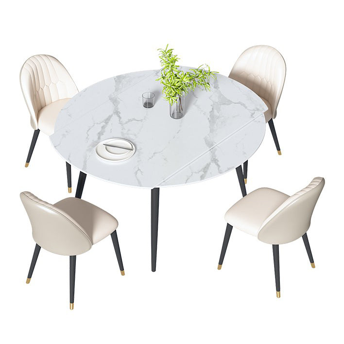 Sintered Stone Top Round Table for Restaurant Modern Dining Table with 4 Legs Clearhalo ' dining_table' 'Dining Tables & Seating' 'Dining Tables' 'furn' 'furn_dining_table' 'Furniture' 'furniture_dining_table' 'Kitchen & Dining Furniture' 'kitchen&dining_furn' 'kitchen' 'kitchen_dining_table' 3901663