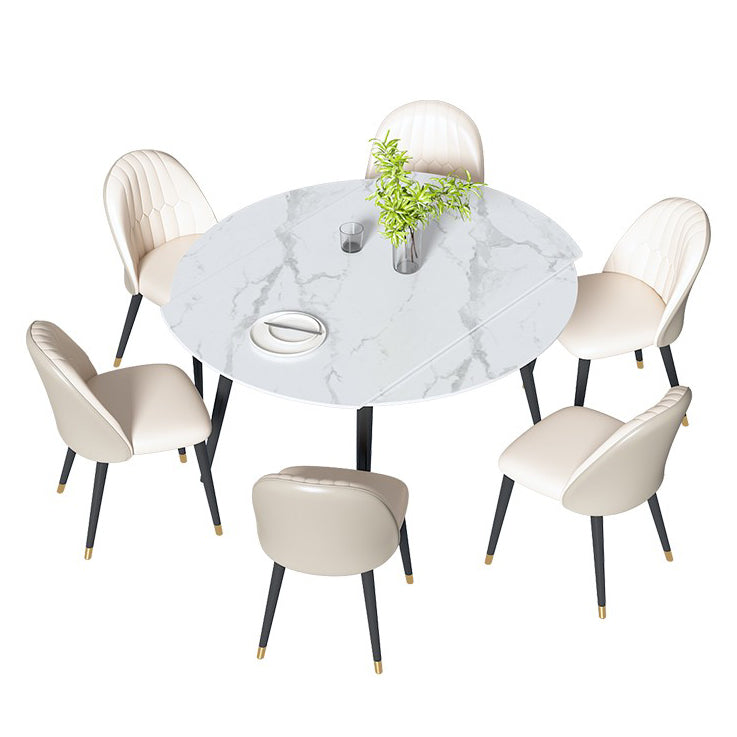 Sintered Stone Top Round Table for Restaurant Modern Dining Table with 4 Legs Clearhalo ' dining_table' 'Dining Tables & Seating' 'Dining Tables' 'furn' 'furn_dining_table' 'Furniture' 'furniture_dining_table' 'Kitchen & Dining Furniture' 'kitchen&dining_furn' 'kitchen' 'kitchen_dining_table' 3901664