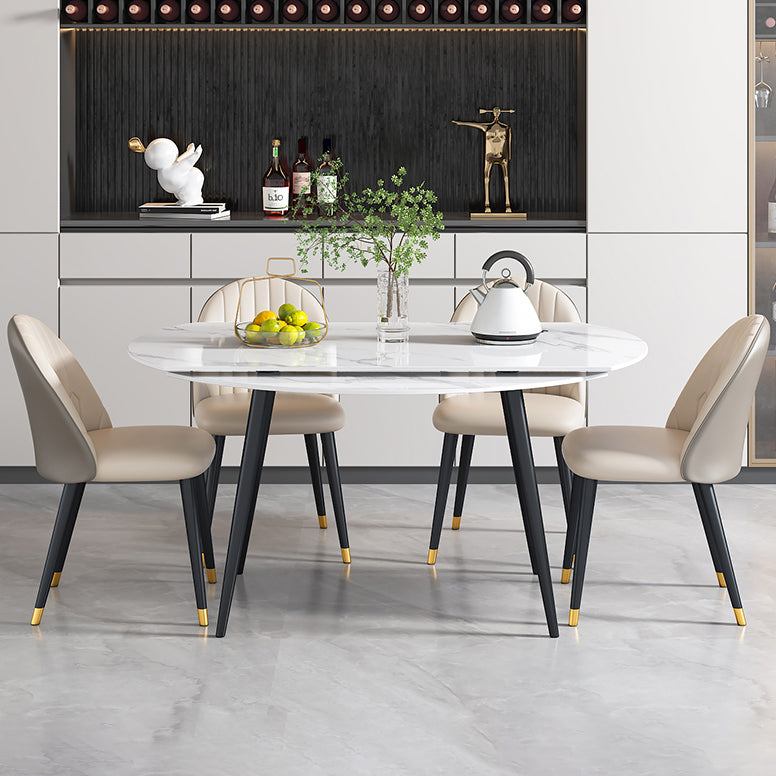 Sintered Stone Top Round Table for Restaurant Modern Dining Table with 4 Legs Clearhalo ' dining_table' 'Dining Tables & Seating' 'Dining Tables' 'furn' 'furn_dining_table' 'Furniture' 'furniture_dining_table' 'Kitchen & Dining Furniture' 'kitchen&dining_furn' 'kitchen' 'kitchen_dining_table' 3901666