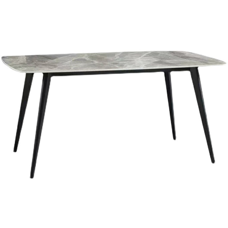 Metal Contemporary Rectangular Dining Table Grey Sintered Stone Table with Metal Legs Without Chairs Clearhalo ' dining_table' 'Dining Tables & Seating' 'Dining Tables' 'furn' 'furn_dining_table' 'Furniture' 'furniture_dining_table' 'Kitchen & Dining Furniture' 'kitchen&dining_furn' 'kitchen' 'kitchen_dining_table' 3901672