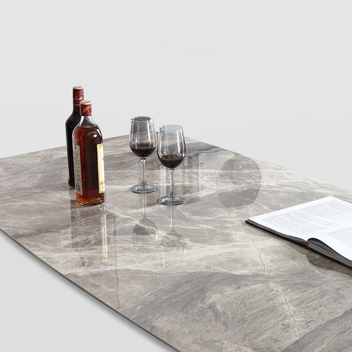 Metal Contemporary Rectangular Dining Table Grey Sintered Stone Table with Metal Legs Clearhalo ' dining_table' 'Dining Tables & Seating' 'Dining Tables' 'furn' 'furn_dining_table' 'Furniture' 'furniture_dining_table' 'Kitchen & Dining Furniture' 'kitchen&dining_furn' 'kitchen' 'kitchen_dining_table' 3901675