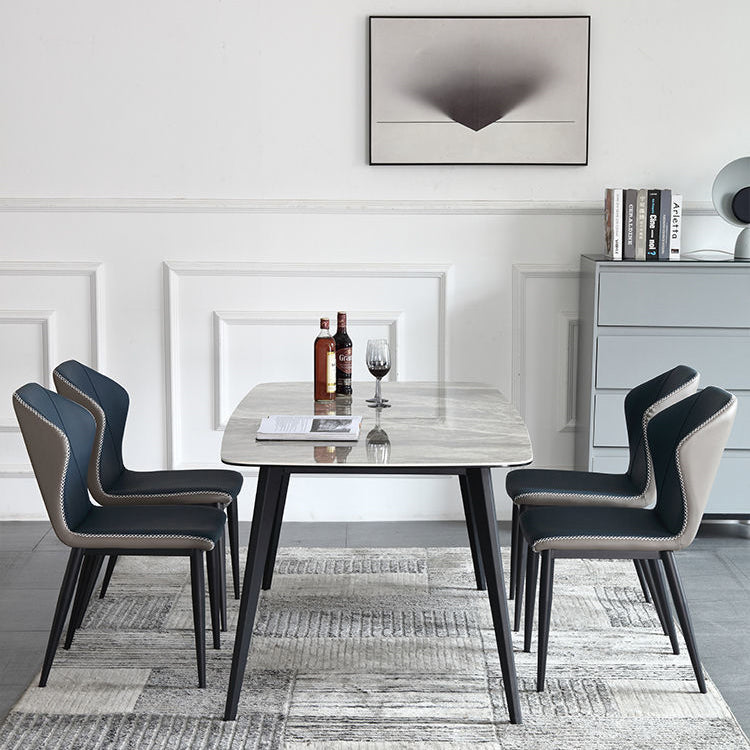 Metal Contemporary Rectangular Dining Table Grey Sintered Stone Table with Metal Legs Clearhalo ' dining_table' 'Dining Tables & Seating' 'Dining Tables' 'furn' 'furn_dining_table' 'Furniture' 'furniture_dining_table' 'Kitchen & Dining Furniture' 'kitchen&dining_furn' 'kitchen' 'kitchen_dining_table' 3901682