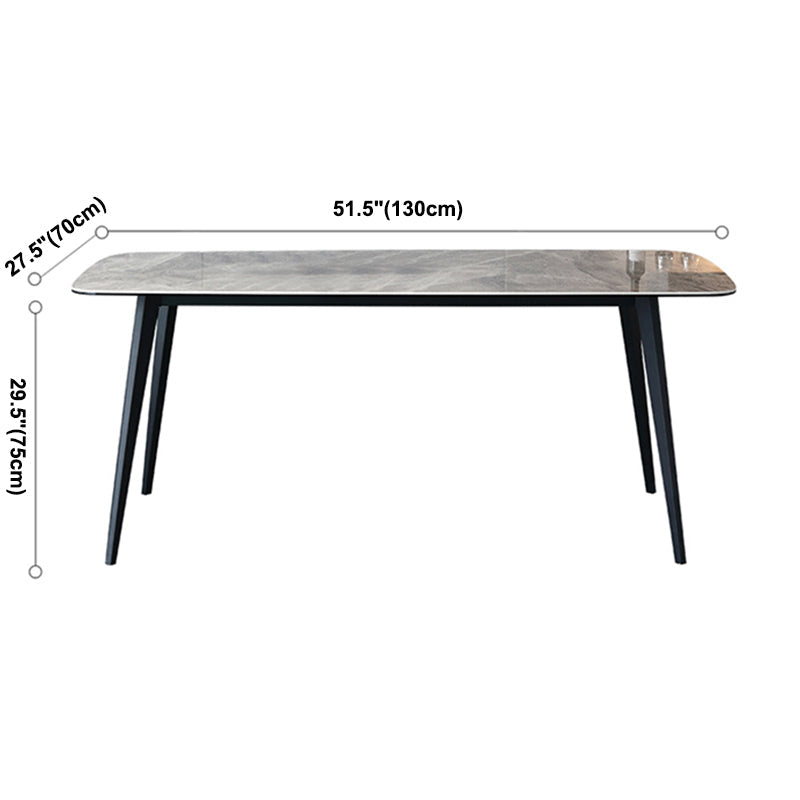 Metal Contemporary Rectangular Dining Table Grey Sintered Stone Table with Metal Legs Clearhalo ' dining_table' 'Dining Tables & Seating' 'Dining Tables' 'furn' 'furn_dining_table' 'Furniture' 'furniture_dining_table' 'Kitchen & Dining Furniture' 'kitchen&dining_furn' 'kitchen' 'kitchen_dining_table' 3901684