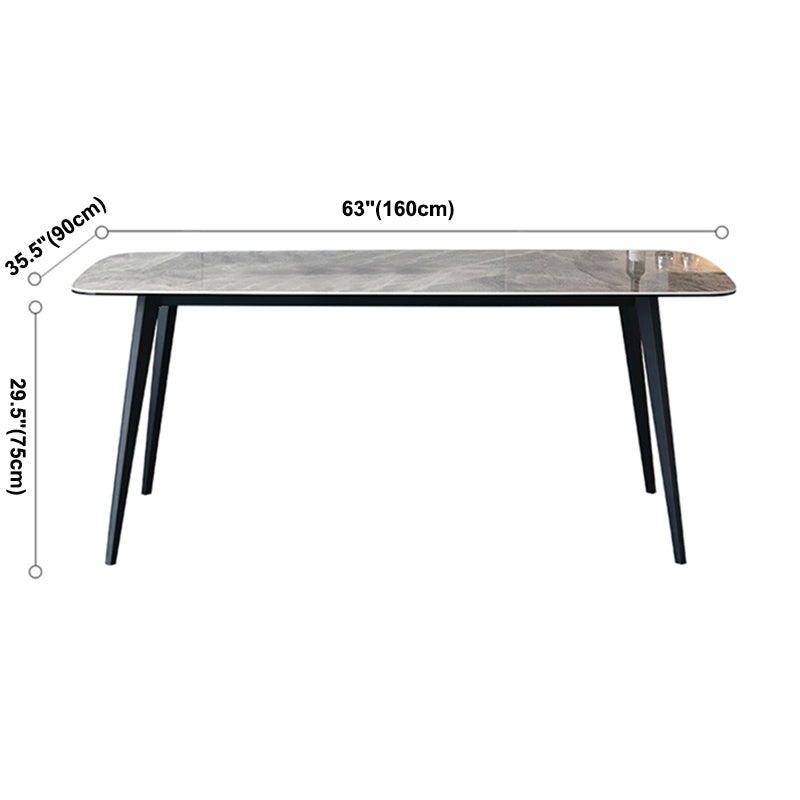 Metal Contemporary Rectangular Dining Table Grey Sintered Stone Table with Metal Legs Clearhalo ' dining_table' 'Dining Tables & Seating' 'Dining Tables' 'furn' 'furn_dining_table' 'Furniture' 'furniture_dining_table' 'Kitchen & Dining Furniture' 'kitchen&dining_furn' 'kitchen' 'kitchen_dining_table' 3901687