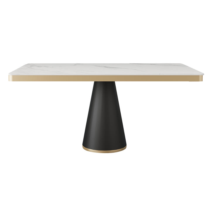 Traditional Luxury Style Dining Table White Sintered Stone Table with Black Frame Rectangle 51.2"L x 27.6"W x 29.5"H Without Chairs Clearhalo ' dining_table' 'Dining Tables & Seating' 'Dining Tables' 'furn' 'furn_dining_table' 'Furniture' 'furniture_dining_table' 'Kitchen & Dining Furniture' 'kitchen&dining_furn' 'kitchen' 'kitchen_dining_table' 3901711