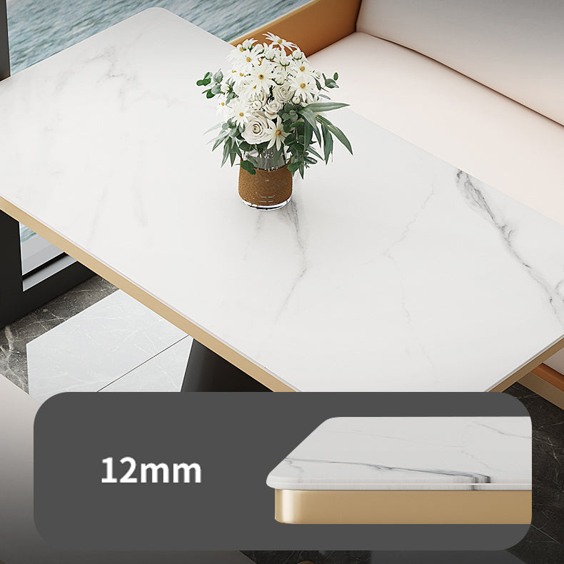 Traditional Luxury Style Dining Table White Sintered Stone Table with Black Frame Clearhalo ' dining_table' 'Dining Tables & Seating' 'Dining Tables' 'furn' 'furn_dining_table' 'Furniture' 'furniture_dining_table' 'Kitchen & Dining Furniture' 'kitchen&dining_furn' 'kitchen' 'kitchen_dining_table' 3901713
