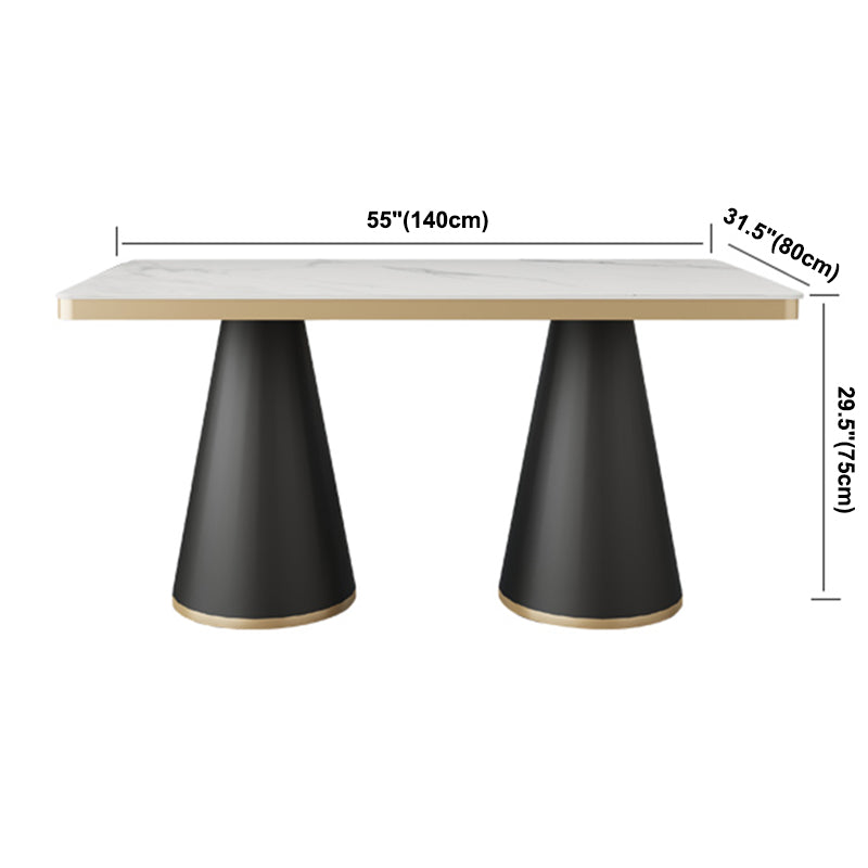 Traditional Luxury Style Dining Table White Sintered Stone Table with Black Frame Clearhalo ' dining_table' 'Dining Tables & Seating' 'Dining Tables' 'furn' 'furn_dining_table' 'Furniture' 'furniture_dining_table' 'Kitchen & Dining Furniture' 'kitchen&dining_furn' 'kitchen' 'kitchen_dining_table' 3901727