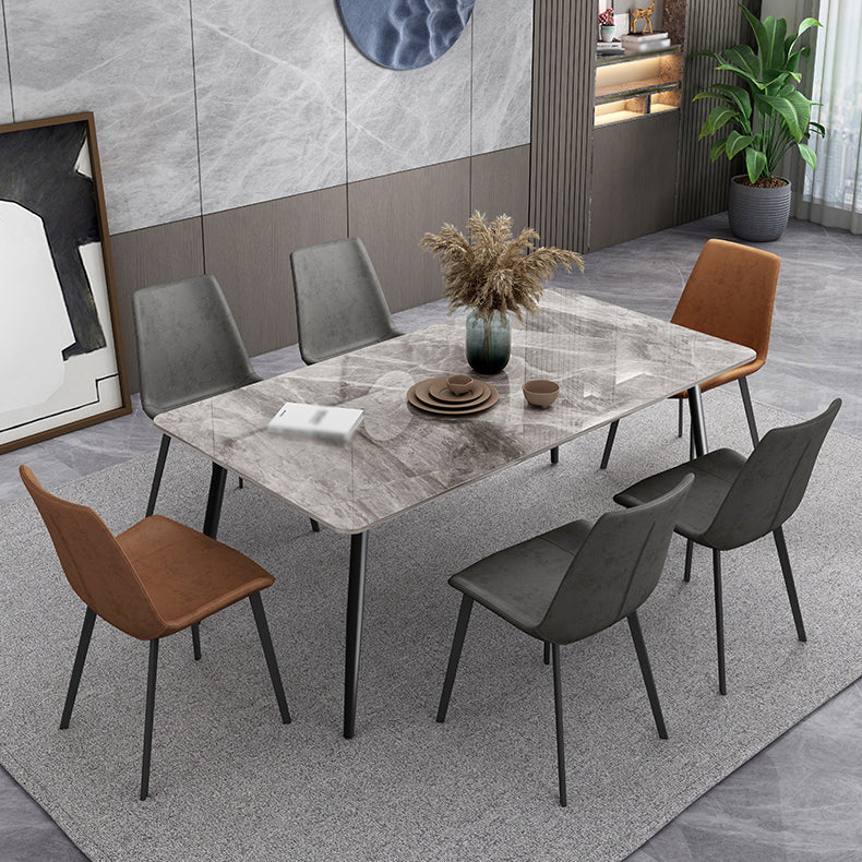 Industrial Style Sintered Stone Dining Table Carbon Steel 4 Legs Base Rectangle Table for Home Clearhalo ' dining_table' 'Dining Tables & Seating' 'Dining Tables' 'furn' 'furn_dining_table' 'Furniture' 'furniture_dining_table' 'Kitchen & Dining Furniture' 'kitchen&dining_furn' 'kitchen' 'kitchen_dining_table' 3901728