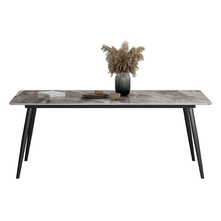 Industrial Style Sintered Stone Dining Table Carbon Steel 4 Legs Base Rectangle Table for Home Without Chairs Clearhalo ' dining_table' 'Dining Tables & Seating' 'Dining Tables' 'furn' 'furn_dining_table' 'Furniture' 'furniture_dining_table' 'Kitchen & Dining Furniture' 'kitchen&dining_furn' 'kitchen' 'kitchen_dining_table' 3901732