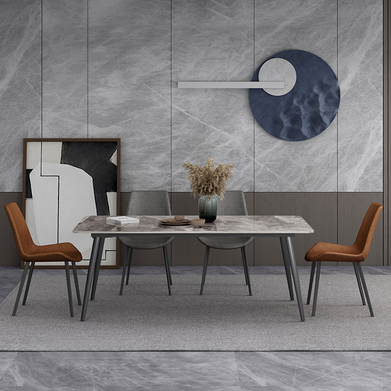 Industrial Style Sintered Stone Dining Table Carbon Steel 4 Legs Base Rectangle Table for Home Clearhalo ' dining_table' 'Dining Tables & Seating' 'Dining Tables' 'furn' 'furn_dining_table' 'Furniture' 'furniture_dining_table' 'Kitchen & Dining Furniture' 'kitchen&dining_furn' 'kitchen' 'kitchen_dining_table' 3901738