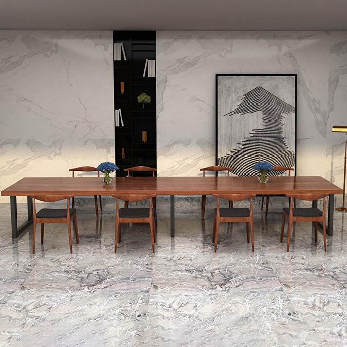 Metal Industrial Rectangle Dining Table Solid Wood Table for Dining Room Clearhalo ' dining_table' 'Dining Tables & Seating' 'Dining Tables' 'furn' 'furn_dining_table' 'Furniture' 'furniture_dining_table' 'Kitchen & Dining Furniture' 'kitchen&dining_furn' 'kitchen' 'kitchen_dining_table' 3901750