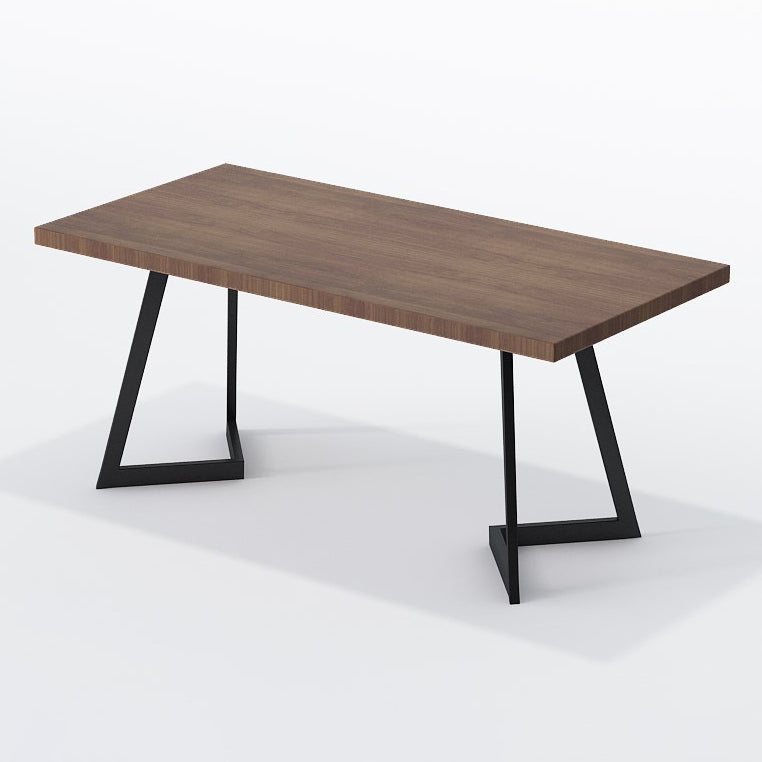 Industrial Solid Wood Dinner Room Kitchen Table Brown Table with Black Frame 63"L x 27.6"W x 29.5"H Without Chairs Clearhalo ' dining_table' 'Dining Tables & Seating' 'Dining Tables' 'furn' 'furn_dining_table' 'Furniture' 'furniture_dining_table' 'Kitchen & Dining Furniture' 'kitchen&dining_furn' 'kitchen' 'kitchen_dining_table' 3901767