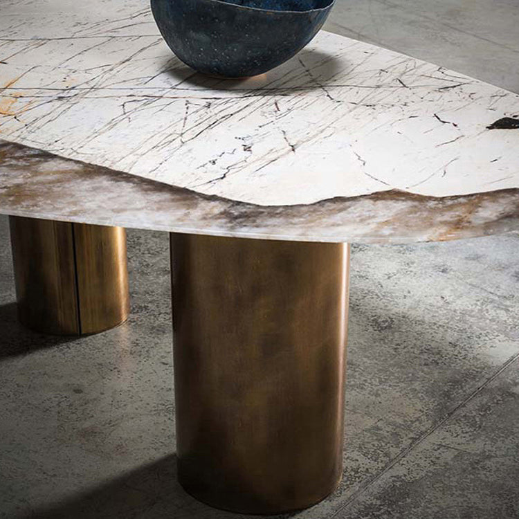 Oval Sintered Stone Dining Table Luxury Kitchen Table with Metal 3 Legs Clearhalo ' dining_table' 'Dining Tables & Seating' 'Dining Tables' 'furn' 'furn_dining_table' 'Furniture' 'furniture_dining_table' 'Kitchen & Dining Furniture' 'kitchen&dining_furn' 'kitchen' 'kitchen_dining_table' 3901785