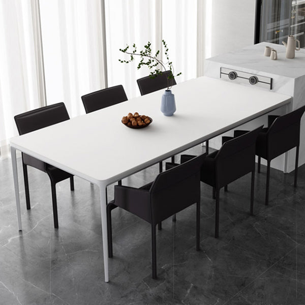 Metal Contemporary Rectangular Dining Table High Gloss White Sintered Stone Table with Metal Legs Clearhalo ' dining_table' 'Dining Tables & Seating' 'Dining Tables' 'Furniture' 'furniture_dining_table' 'Kitchen & Dining Furniture' 'kitchen&dining_furn' 'kitchen' 'kitchen_dining_table' 3901796