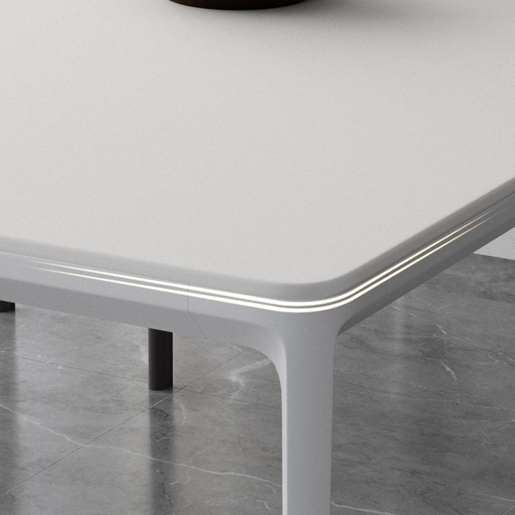 Metal Contemporary Rectangular Dining Table High Gloss White Sintered Stone Table with Metal Legs Clearhalo ' dining_table' 'Dining Tables & Seating' 'Dining Tables' 'Furniture' 'furniture_dining_table' 'Kitchen & Dining Furniture' 'kitchen&dining_furn' 'kitchen' 'kitchen_dining_table' 3901800