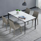 Industrial Style Sintered Stone Dining Table Aviation Aluminum Base Rectangle Table for Home White Gold Clearhalo ' dining_table' 'Dining Tables & Seating' 'Dining Tables' 'Furniture' 'furniture_dining_table' 'Kitchen & Dining Furniture' 'kitchen&dining_furn' 'kitchen' 'kitchen_dining_table' 3901809
