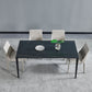 Industrial Style Sintered Stone Dining Table Aviation Aluminum Base Rectangle Table for Home Black Gold Clearhalo ' dining_table' 'Dining Tables & Seating' 'Dining Tables' 'Furniture' 'furniture_dining_table' 'Kitchen & Dining Furniture' 'kitchen&dining_furn' 'kitchen' 'kitchen_dining_table' 3901810