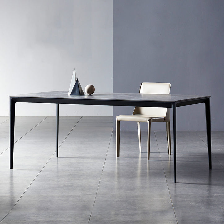 Industrial Style Sintered Stone Dining Table Aviation Aluminum Base Rectangle Table for Home Clearhalo ' dining_table' 'Dining Tables & Seating' 'Dining Tables' 'Furniture' 'furniture_dining_table' 'Kitchen & Dining Furniture' 'kitchen&dining_furn' 'kitchen' 'kitchen_dining_table' 3901811