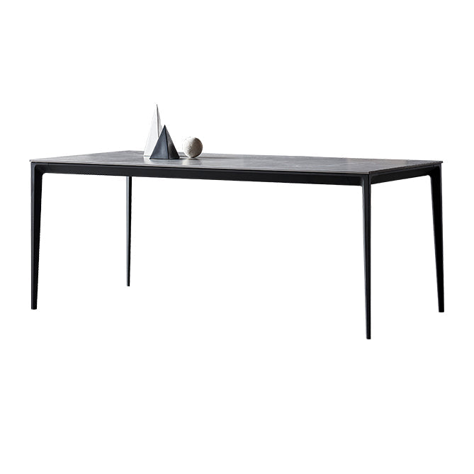 Industrial Style Sintered Stone Dining Table Aviation Aluminum Base Rectangle Table for Home Gray Clearhalo ' dining_table' 'Dining Tables & Seating' 'Dining Tables' 'Furniture' 'furniture_dining_table' 'Kitchen & Dining Furniture' 'kitchen&dining_furn' 'kitchen' 'kitchen_dining_table' 3901814