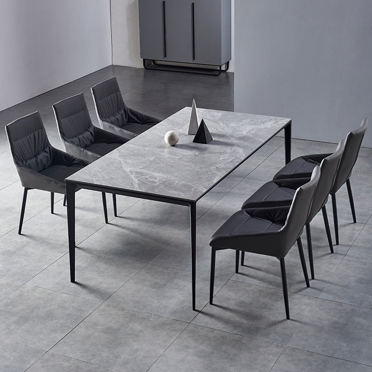 Industrial Style Sintered Stone Dining Table Aviation Aluminum Base Rectangle Table for Home Clearhalo ' dining_table' 'Dining Tables & Seating' 'Dining Tables' 'Furniture' 'furniture_dining_table' 'Kitchen & Dining Furniture' 'kitchen&dining_furn' 'kitchen' 'kitchen_dining_table' 3901819